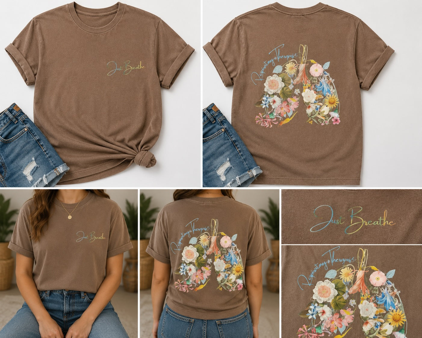 Respiratory Therapist Floral Lungs T-Shirt