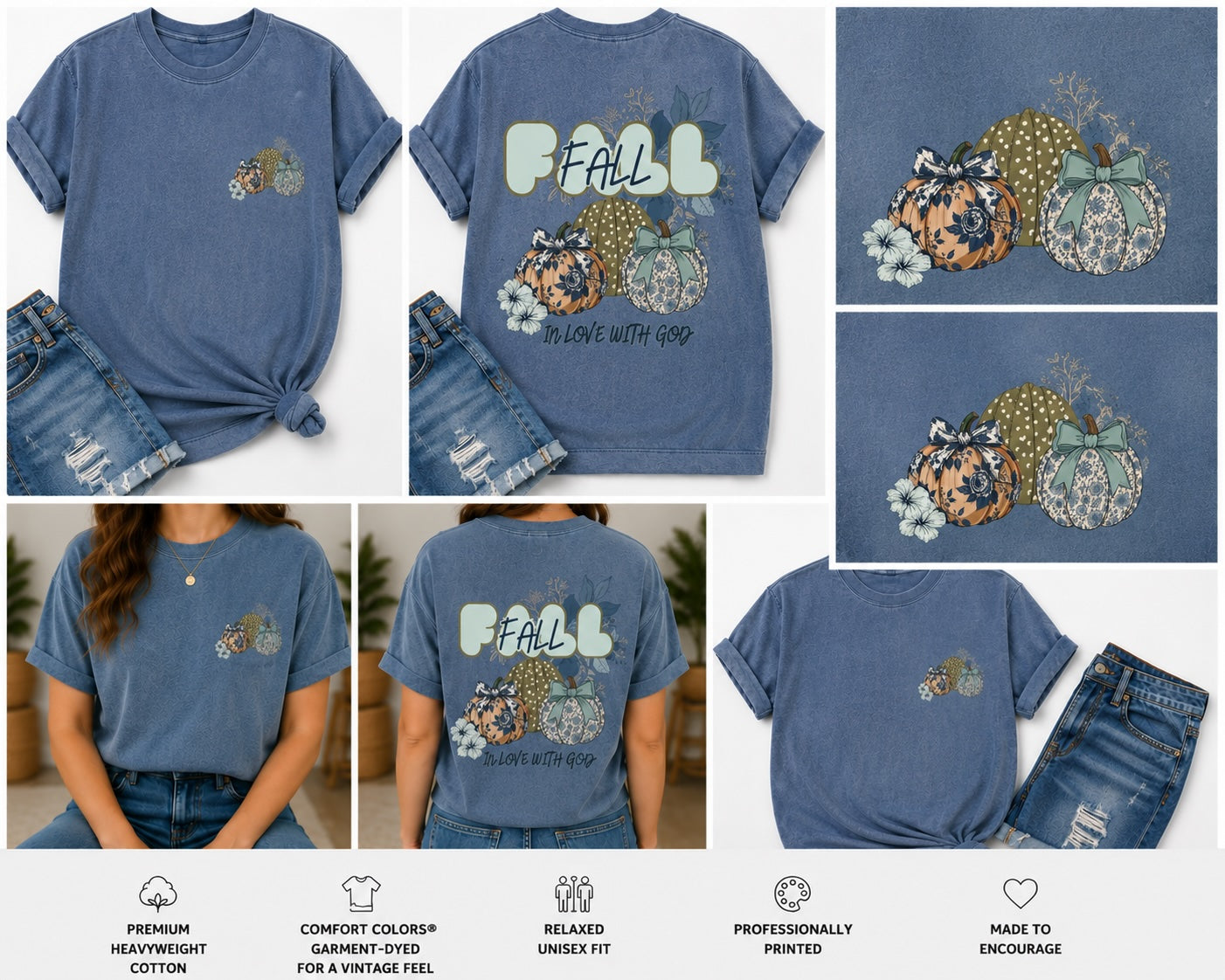Fall in Love with God Pumpkin Graphic T-Shirt